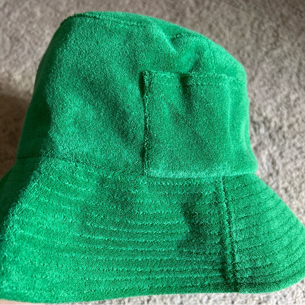 Lack of Color Unisex S/M Bucket Hat Kelly Green Cotton Terrycloth Pocket 56 cm